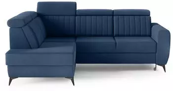 Beautysofa Connor II Ecksofa mit Schlaffunktion, L-Form links, Dunkelblau (Noel 16)