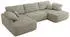 MKS Meble CUBO U Wohnlandschaft U-Form Schlaffunktion Bettkasten, Beige, 370x187x100cm