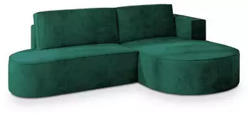 Masseno Cortio M R-S Ecksofa L-Form Velours Gr&uuml;n Schlaffunktion 265x174cm (CORTIO M R-S MONOLITH 37)