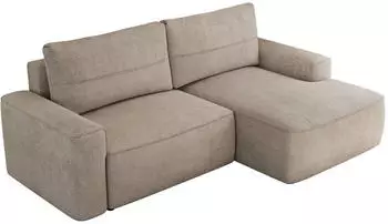 MKS Meble Belluno L-Form Ecksofa mit Schlaffunktion und Bettkasten, Beige (BELLUNO)