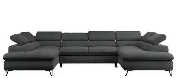 MKS Peter Wohnlandschaft U-Form 6-Sitzer Dunkelgrau 346x76x208cm