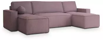 Masseno Pesano P Ecksofa U-Form Schlaffunktion Bettkasten Lila Kordstoff (PESANO P POSO 130)