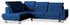 Masseno LERMA L-S Ecksofa L-Form mit Schlaffunktion & Bettkasten, Velours, Blau, 253x190cm (LERMA L-S MONOLITH 77)