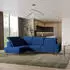 Masseno LERMA L-S Ecksofa L-Form mit Schlaffunktion & Bettkasten, Velours, Blau, 253x190cm (LERMA L-S MONOLITH 77)