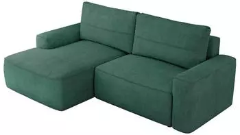 MKS Meble Belluno L-Form Ecksofa mit Schlaffunktion und Bettkasten, Gr&uuml;n