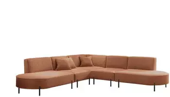 Fun M&ouml;bel Valencia Ecksofa Stoff Ziegelbraun, U-Form (303x303cm)
