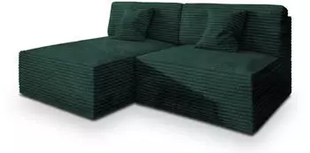 Masseno Fioro Ecksofa L-Form Kordstoff Gr&uuml;n mit Schlaffunktion & Bettkasten (FIORO TILIA 39)