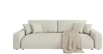 S-Style M&ouml;bel Emma Schlafsofa mit Bettkasten, Cordstoff, Beige, 4-Sitzer