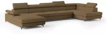 Masseno Montiva Ecksofa U-Form Boucle-Stoff Orange mit Schlaffunktion & Bettkasten (MONTIVA R-S QUELLE 17)