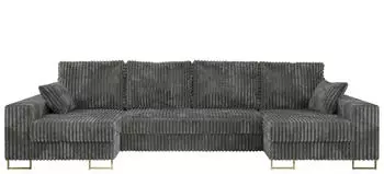 MKS Meble Dorian U Ecksofa U-Form Schlaffunktion Bettkasten Cord Dunkelgrau (DORIAN U)