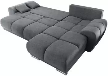 Stella Trading Anton Ecksofa mit Schlaffunktion, Stoff Dunkelgrau, L-Form mit Bettkasten (Anton 2F URC)