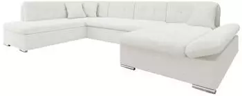 Mirjan24 Bergen Premium Ecksofa U-Form Schlaffunktion, Textil, Creme