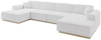 ALTDECOR IREA-U2 Wohnlandschaft U-Form 6-Sitzer Textil Wei&szlig; 386x165x80cm