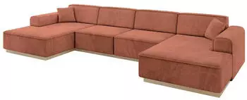 ALTDECOR IREA-U2 Wohnlandschaft U-Form Velvet 6-Sitzer 386x165x80cm Apricot