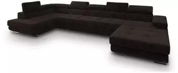 Masseno Toriva L-S Ecksofa U-Form mit Schlaffunktion & Bettkasten, Braun (TORIVA L-S MONOLITH 29)