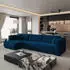 Masseno Olvera Ecksofa L-Form Plüsch-Stoff Blau mit Schlaffunktion & Bettkasten (OLVERA KRONOS 09)