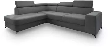 Masseno Alvoro L-S Ecksofa L-Form Velours Grau mit Schlaffunktion & Bettkasten (ALVORO L-S MATT VELVET 85)