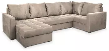 Masseno LORIVO L-S Ecksofa U-Form mit Schlaffunktion & Bettkasten, Beige (LORIVO L-S PAROS 02)