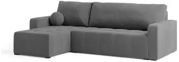 Masseno Volira Ecksofa L-Form mit Schlaffunktion & Bettkasten, Pl&uuml;sch Grau, 230x143cm (VOLIRA KRONOS 15)