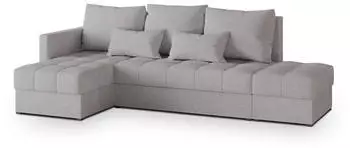 Masseno LUMARI L-S Ecksofa L-Form Hellgrau Pl&uuml;sch mit Schlaffunktion & Bettkasten (LUMARI L-S NEVE 83)