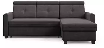 Beautysofa Milano Ecksofa L-Form mit Schlaffunktion und Bettkasten, Ottomane rechts
