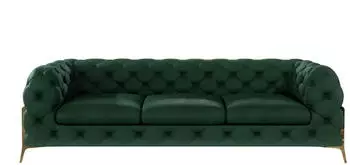 S-Style M&ouml;bel Chesterfield Sofa 3-Sitzer, Samt, Flaschengr&uuml;n, 243x100x75cm