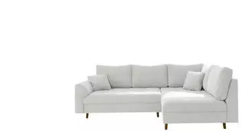 S-Style M&ouml;bel Ecksofa Lars Boucl&eacute;stoff Wei&szlig;, L-Form, Ottomane rechts, 231x161cm