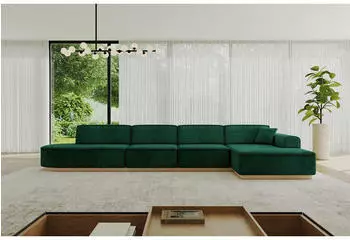 ALTDECOR IREA-L3-v2 Ecksofa L-Form Velvet 5-Sitzer 412x165cm Dunkelgr&uuml;n (IREA-L3-v2)