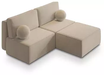 Masseno Varna M Ecksofa L-Form mit Schlaffunktion & Bettkasten, Creme (VARNA M MONOLITH 04)