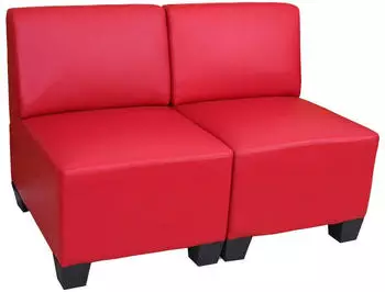 MCW Moncalieri 2-Sitzer Sofa Kunstleder, ohne Armlehnen, rot (25698)