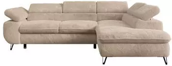 MKS Meble Peter L Ecksofa L-Form Schlaffunktion Bettkasten Beige Pl&uuml;sch (Peter L)
