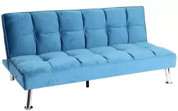 MCW Sofa MCW-K21 Schlaffunktion Nosagfederung Samt 181x107cm, Blau (MCW-K21)