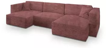 Masseno SARMO Wohnlandschaft U-Form Schlaffunktion Kordstoff Rosa (SARMO TILIA 62)