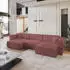 Masseno SARMO Wohnlandschaft U-Form Schlaffunktion Kordstoff Rosa (SARMO TILIA 62)