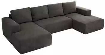 MKS Meble Trentino U Ecksofa U-Form mit Schlaffunktion und Bettkasten, Dunkelgrau Velvet