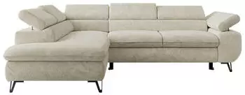 MKS Meble Pablo L Ecksofa Schlaffunktion Chenille Creme, L-Form (273x208cm)
