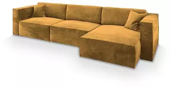 Masseno TOLMO M Ecksofa L-Form Velours gelb mit Schlaffunktion & Bettkasten (TOLMO M MONOLITH 48)