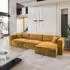 Masseno TOLMO M Ecksofa L-Form Velours gelb mit Schlaffunktion & Bettkasten (TOLMO M MONOLITH 48)