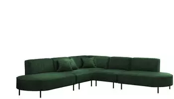 Fun M&ouml;bel Ecksofa Valencia Stoff Noel, Dunkelgr&uuml;n, U-Form 303x303cm