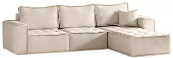 Fun M&ouml;bel SANDE Ecksofa Modulsofa 3-teilig Stoff Creme Ottomane Rechts