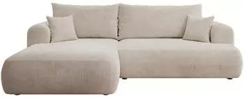 Selsey Ovo Cord Ecksofa mit Schlaffunktion & Bettkasten, Cordstoff, Hellbeige, Links (Ovo Cord)
