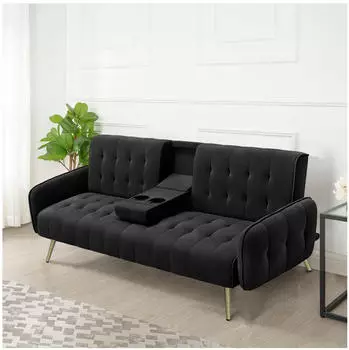 HTI-Living Schlafsofa 2-Sitzer Knopfsteppung klappbare Mittelarmlehne