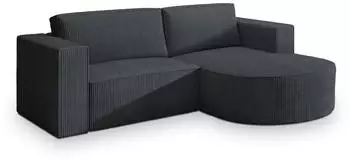 Masseno Sorela P R-S Ecksofa L-Form mit Schlaffunktion & Bettkasten, Kordstoff, Graphit (SORELA P R-S POSO 34)