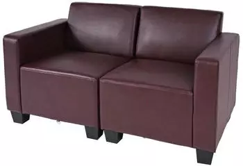 MCW Moncalieri 2-Sitzer Sofa Kunstleder, rot-braun (Moncalieri-So)
