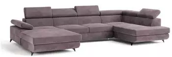 Masseno Rubano R-S Ecksofa U-Form mit Schlaffunktion & Bettkasten, Lila Velours (RUBANO R-S MONOLITH 62)