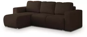 Masseno Rinova Ecksofa L-Form mit Schlaffunktion & Bettkasten, Stoff, Dunkelbraun (RINOVA NEVE 28)