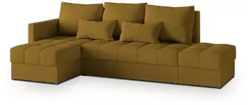 Masseno LUMARI L-S Ecksofa L-Form mit Schlaffunktion & Bettkasten, Gelb, 262x143cm (LUMARI L-S KRONOS 01)