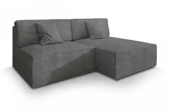 Masseno FIORO P Ecksofa L-Form mit Schlaffunktion & Bettkasten, Grau (FIORO P POSO 60)