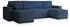 Masseno PESANO P Ecksofa U-Form Kordstoff Blau mit Schlaffunktion (PESANO P POSO 05)