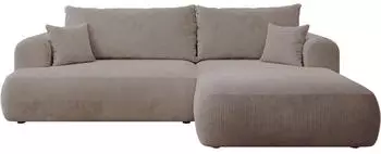 Selsey Ovo Cord Ecksofa mit Schlaffunktion, Bettkasten, Cord, rechts, Beige, 260x165cm